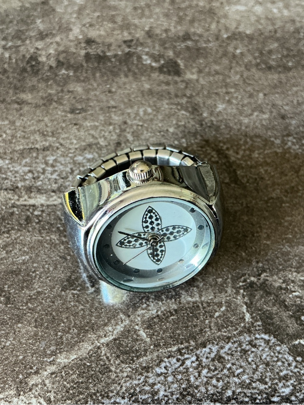 Silver Tone Stretch Ring Watch